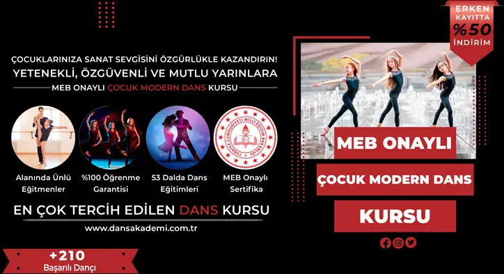 Çocuk Modern Dans Kursu Fiyatları – Erken Kayıtta %50 İndirim