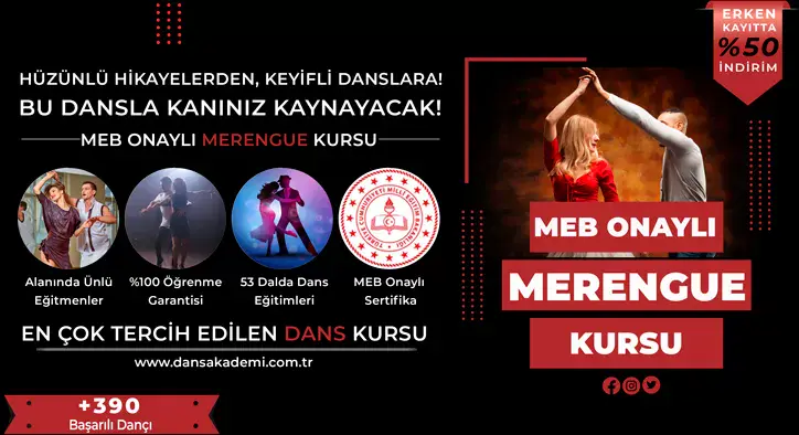Merengue Kursu Fiyatları – Erken Kayıtta %50 İndirim